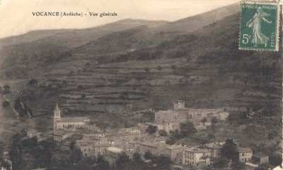 Carte postale ancienne : vue générale de Vocance