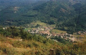 Vue sur Vocance et les montagnes boisées
